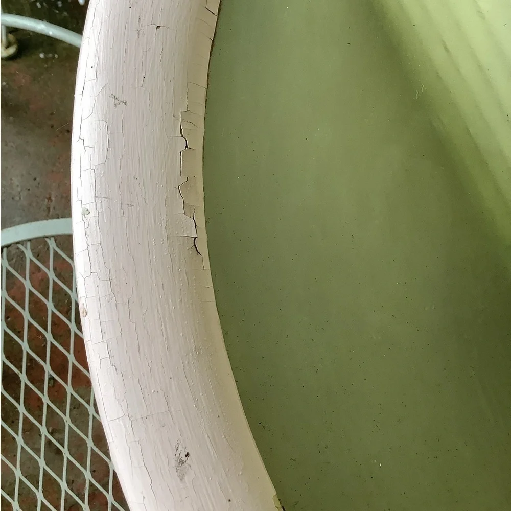 Antique Vintage Cottagecore Blush Pink Oval Wood Mirror